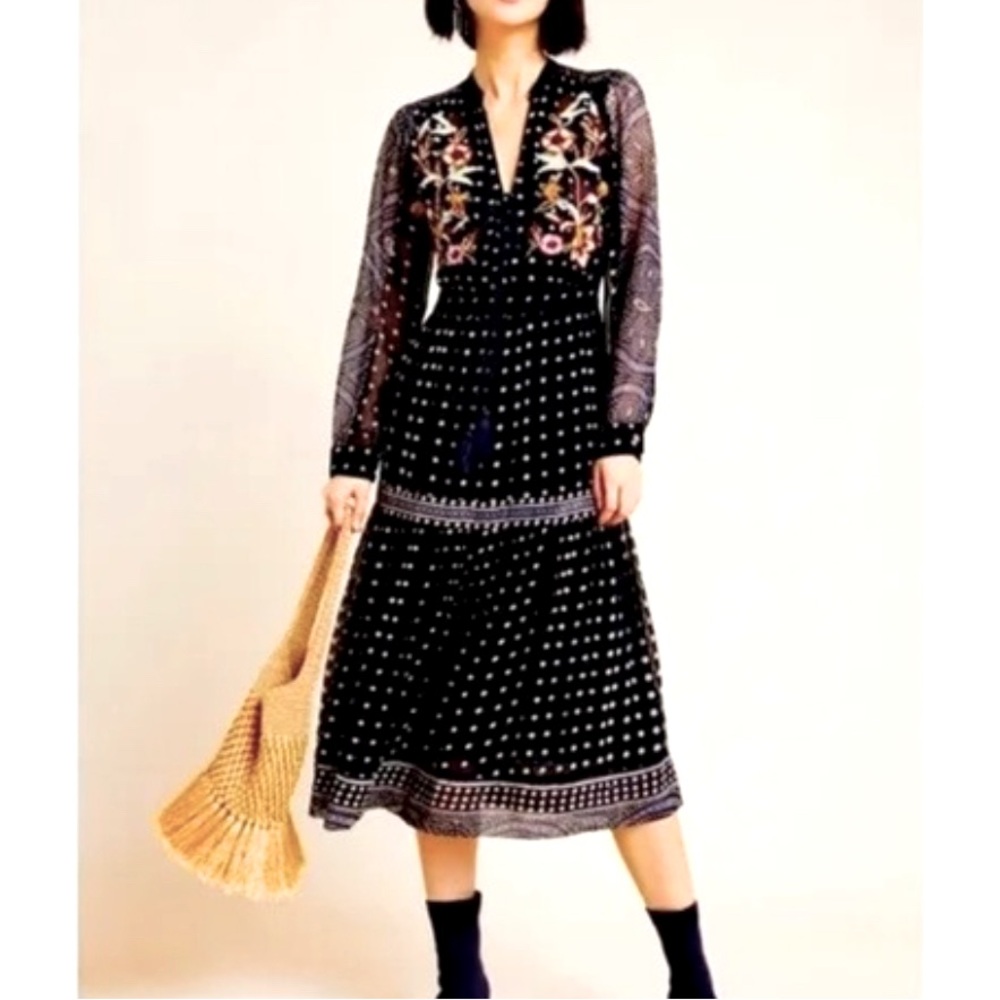 Anthropologie Maeve navy boho dress size 4